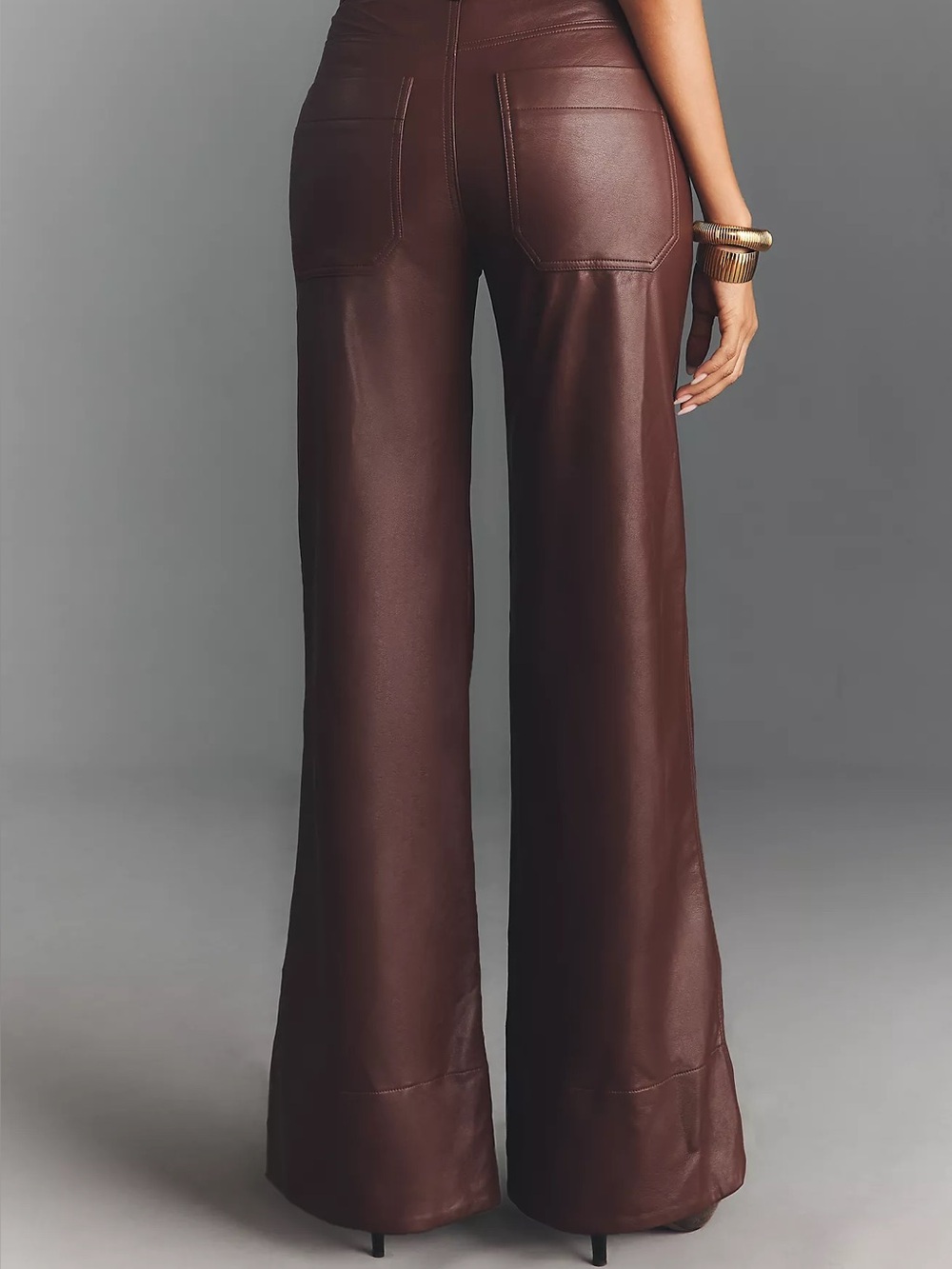 Anthropologie Rylan Faux Leather Relaxed High-Rise Flare Pants by Pilcro - Picture 5 of 5